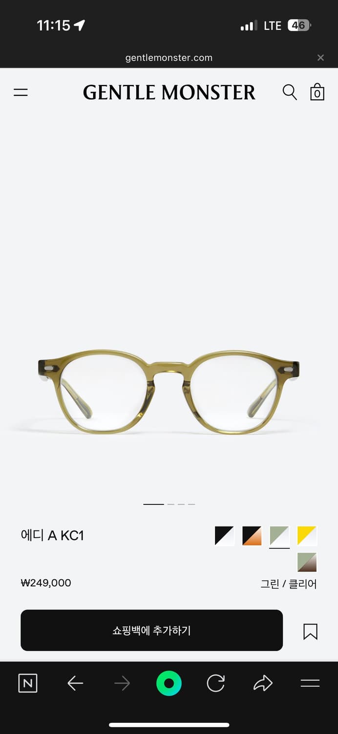 젠틀몬스터 에디A KC1 카키 안경 상품이미지1