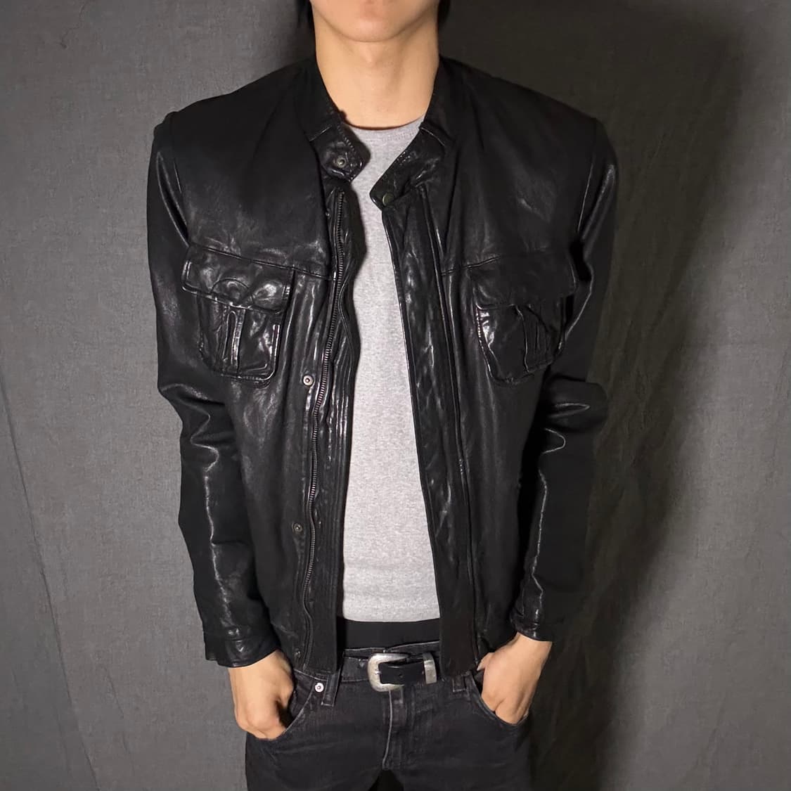 lamb skin pocket leather jacket 상품이미지2