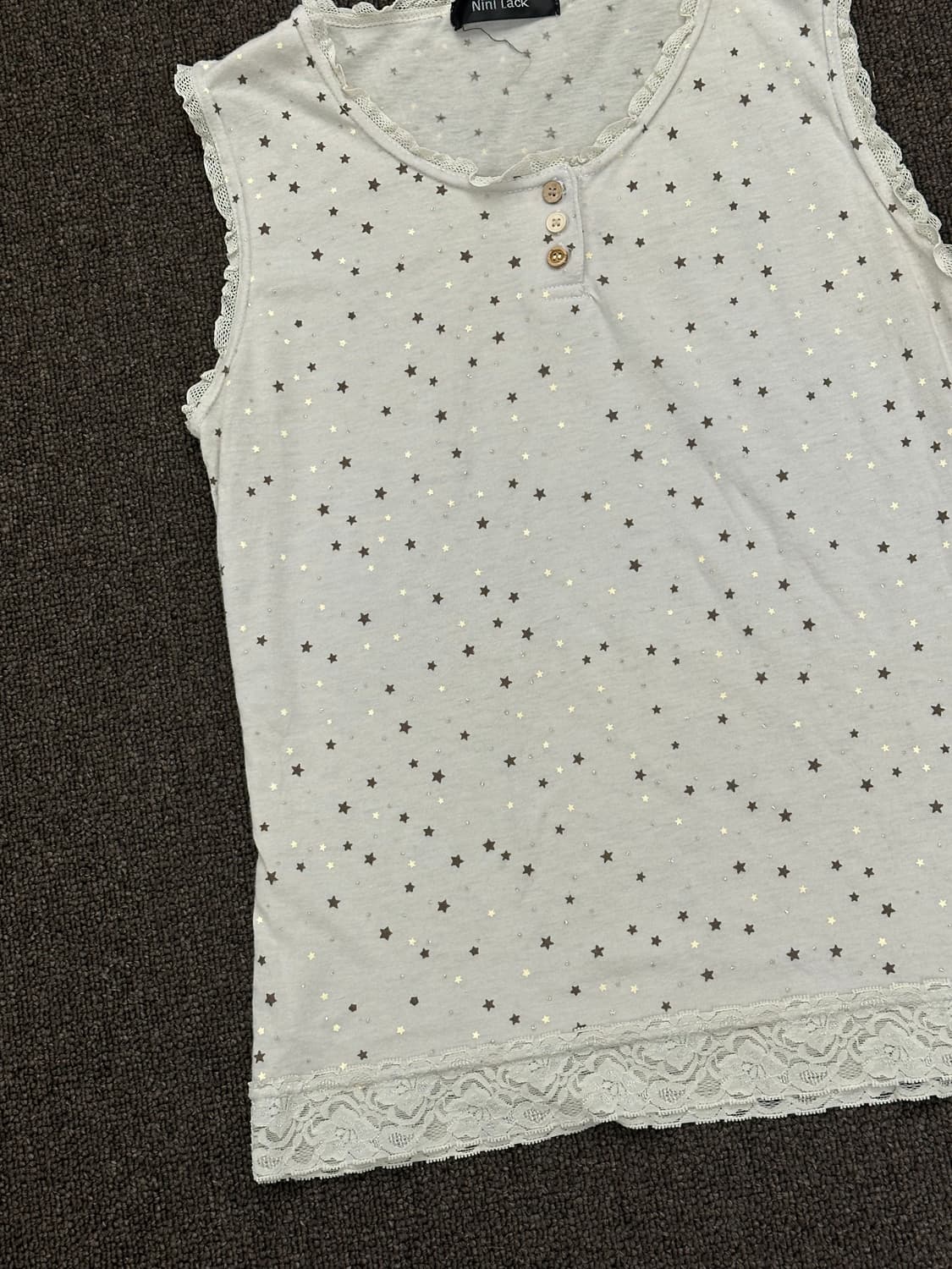 L)Japanese vintage 여성 별무늬 레이스 나시 상품이미지3