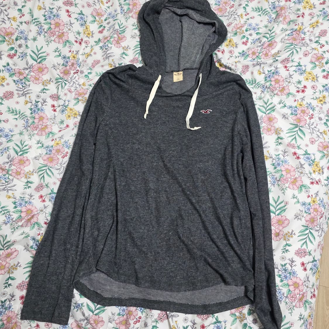 홀리스터)미국빈티지 와투케 y2k 대대장 그레이 올드스쿨 긴팔니트 후드티 상품이미지2