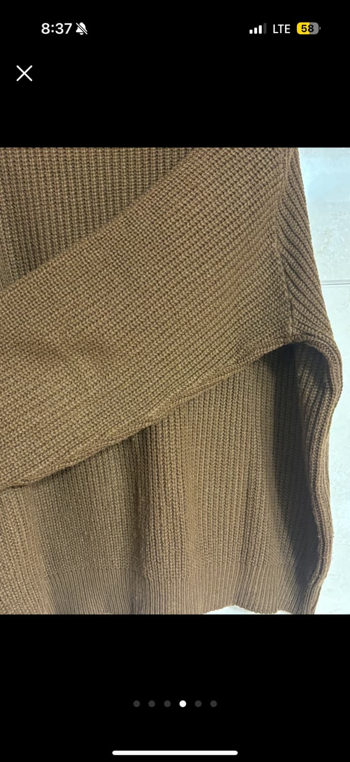 갈색 반폴라 와플골지 니트 상품이미지4