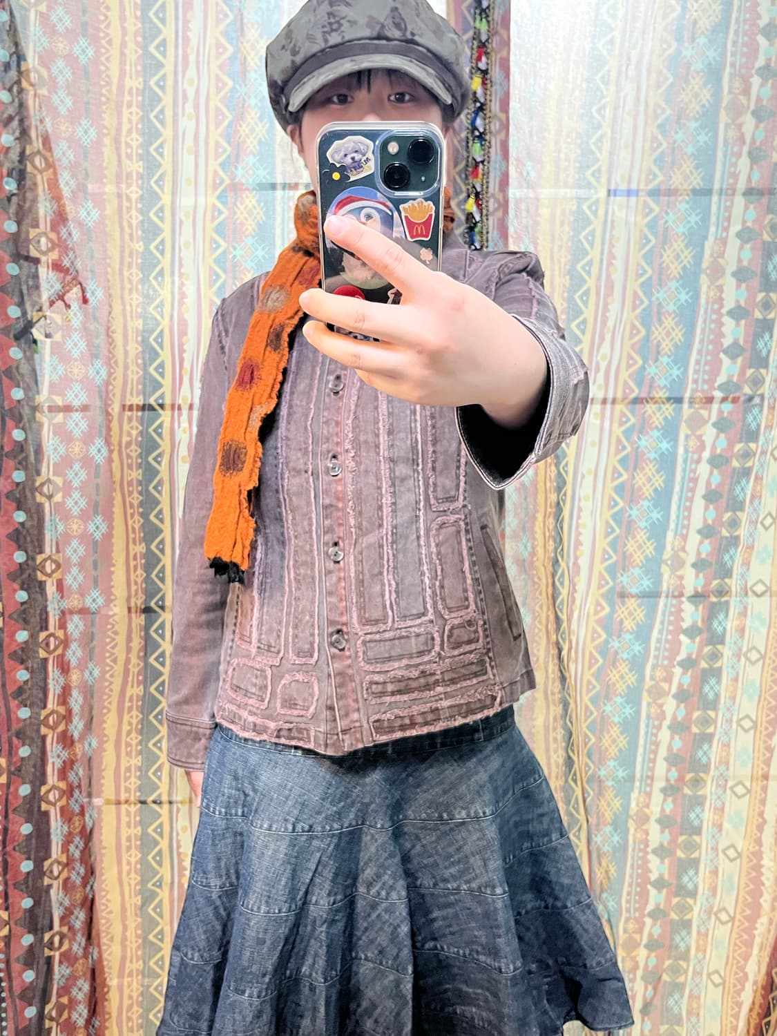 버건디 데님 재킷 상품이미지3