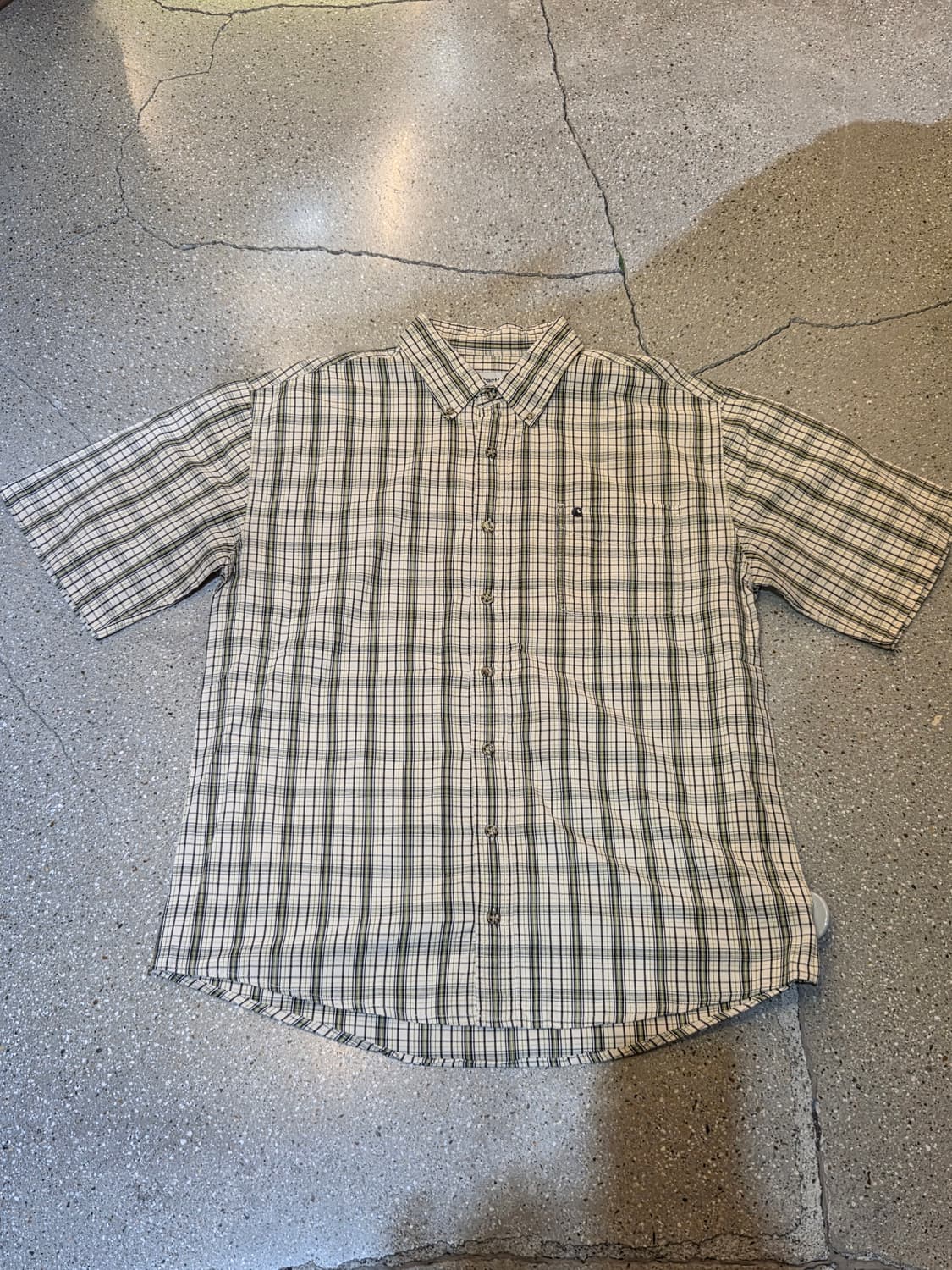 칼하트 라임 체크 반팔셔츠 상품이미지4