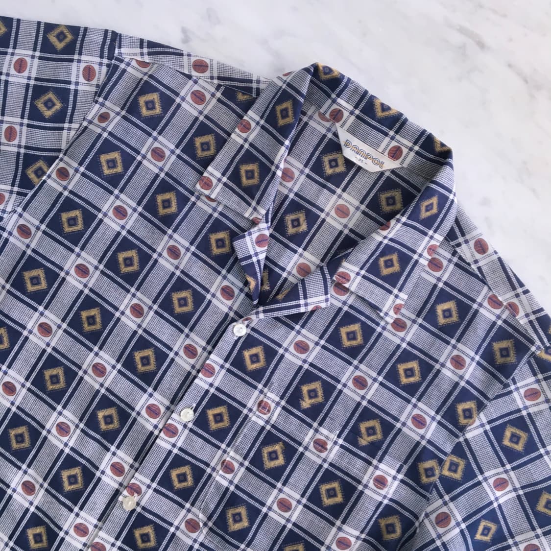 빈티지 기하학 패턴 반팔 셔츠 남성 102 여성  F 상품이미지2