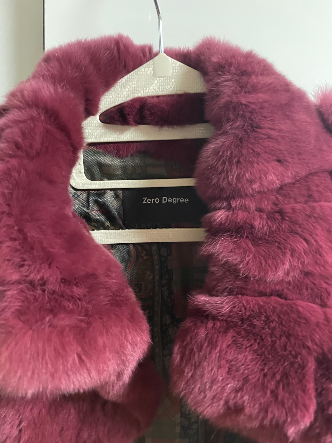zero degree 천연 모피 토끼(렉스) 코트 버건디 상품이미지6