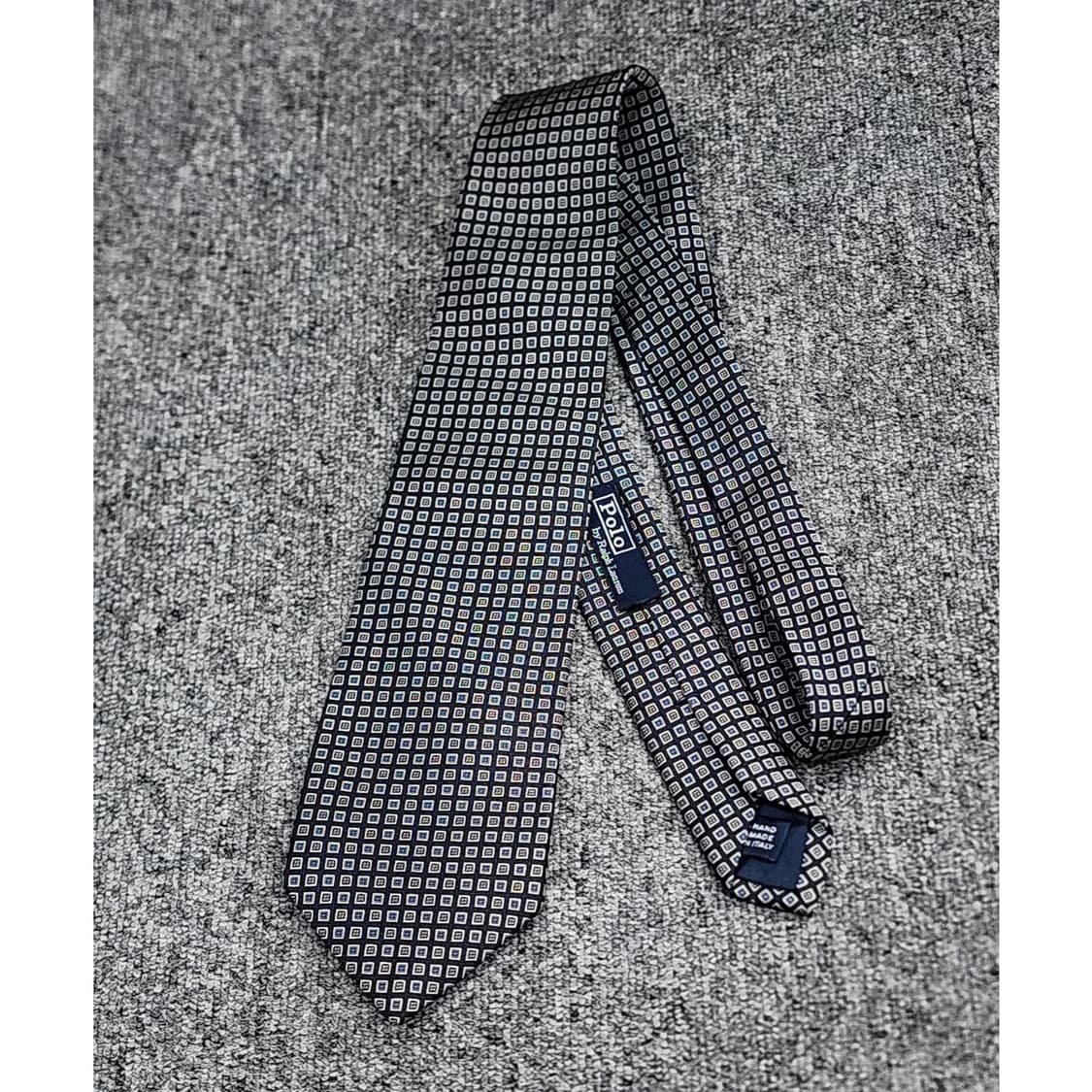 빈티지 폴로 랄프로렌 메이드인 이탈리아 패턴 실크 넥타이 상품이미지1