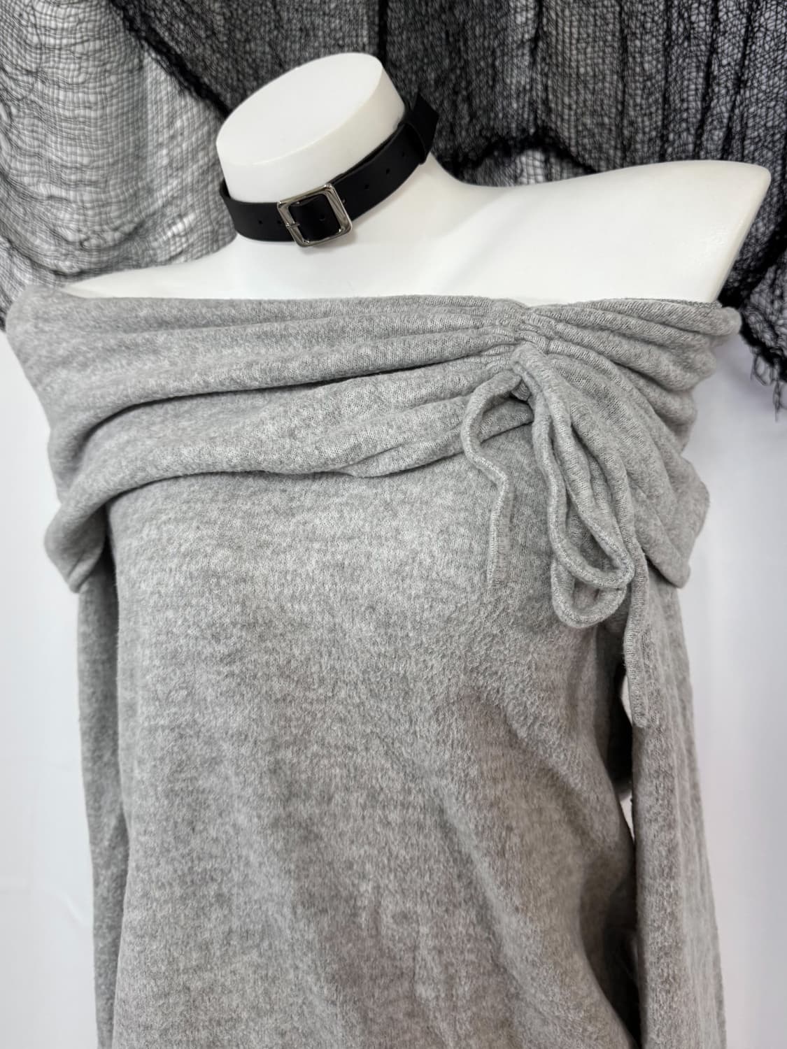 gray off shoulder knit 상품이미지2