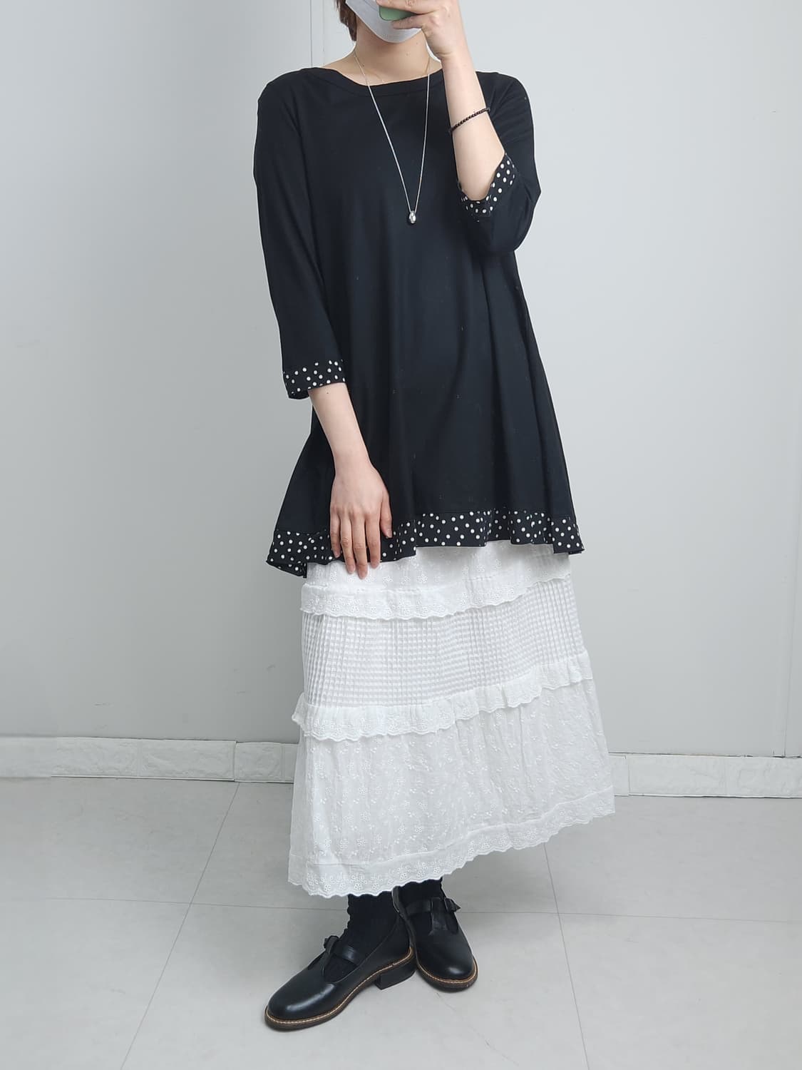 도트 롱 슬리브 탑 상품이미지3