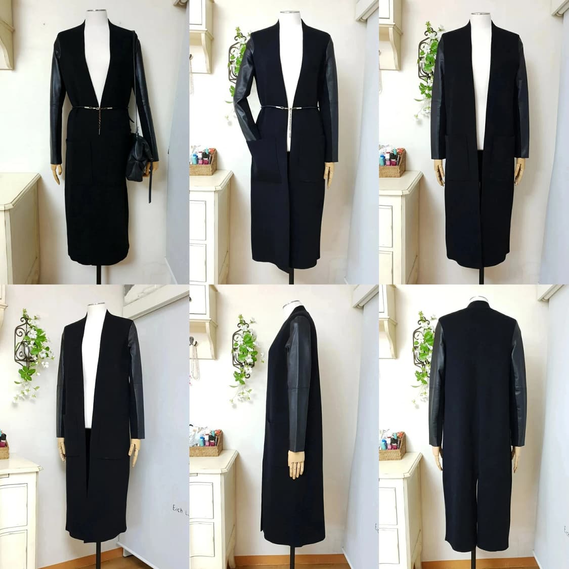 MAJE 마쥬 램스킨소매 오픈프론트 슬림 스트레이트핏 롱 코트 상품이미지9