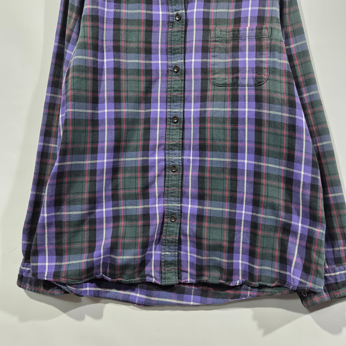 [L.L.Bean] 엘엘빈 퍼플 그린 체크 버튼다운 플란넬 셔츠 상품이미지4