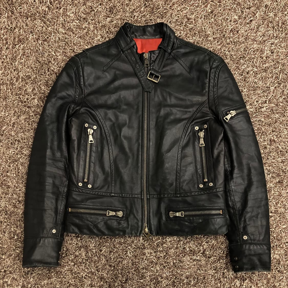 크리스찬 라크르와 양가죽 라이더 레더 가죽 바이커 자켓 상품이미지1