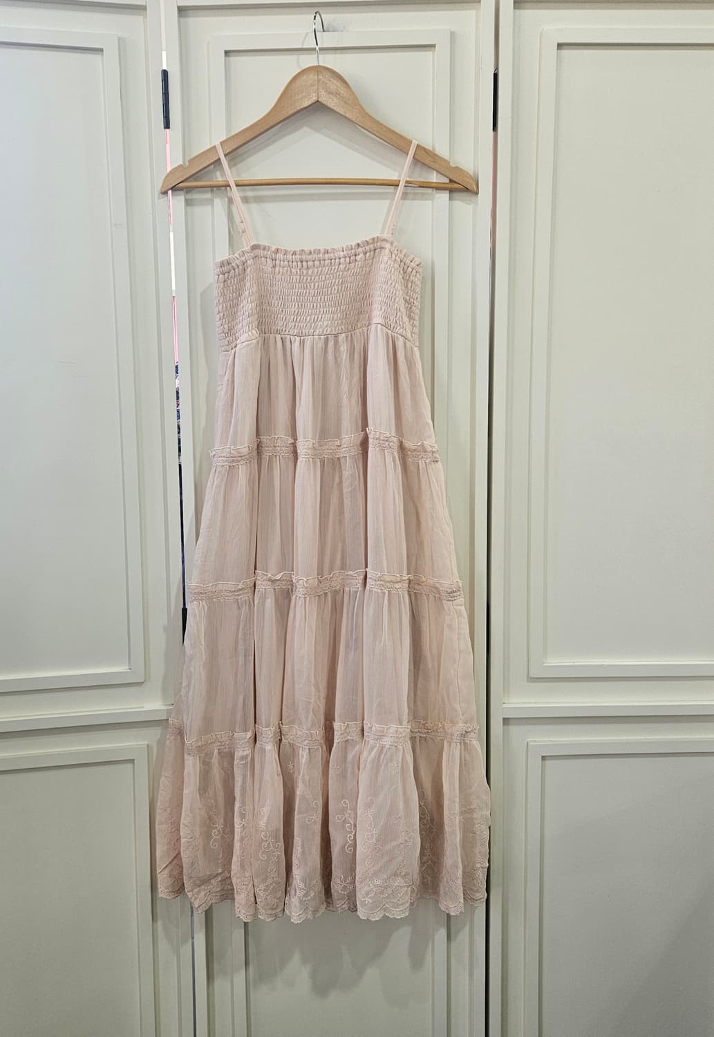 콜자(COLZA) 핑크 스모크 캉캉 레이스 롱 원피스 상품이미지1