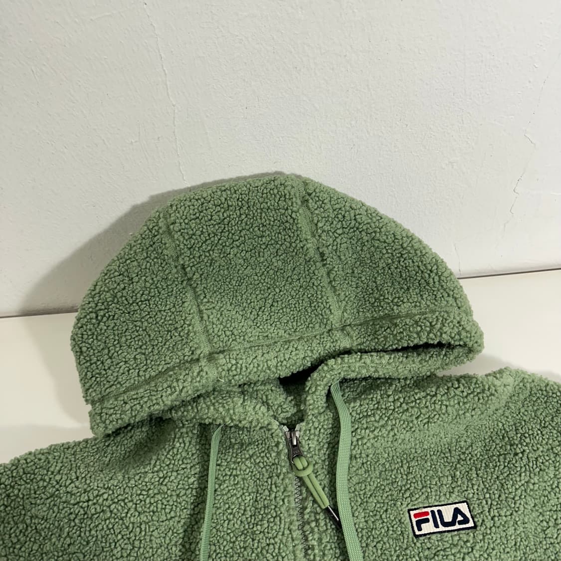 M 100 FILA 휠라 오버핏 라이트카키 후디 후리스자켓 상품이미지5