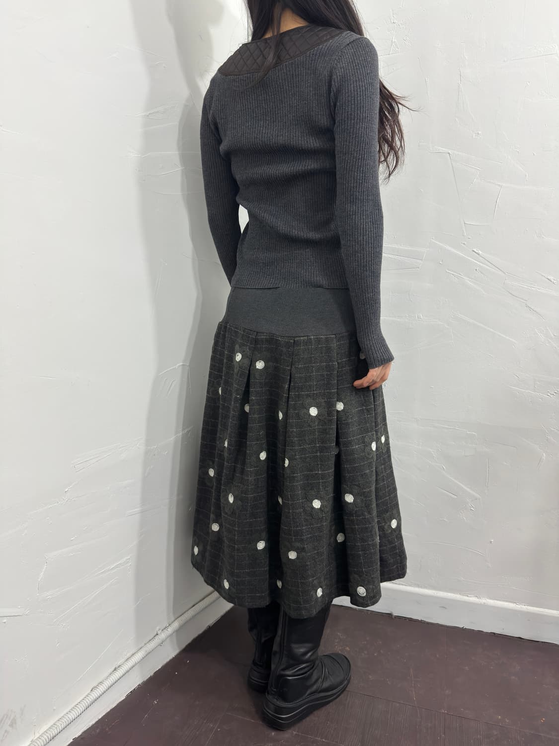flower wool pleats skirt 상품이미지4