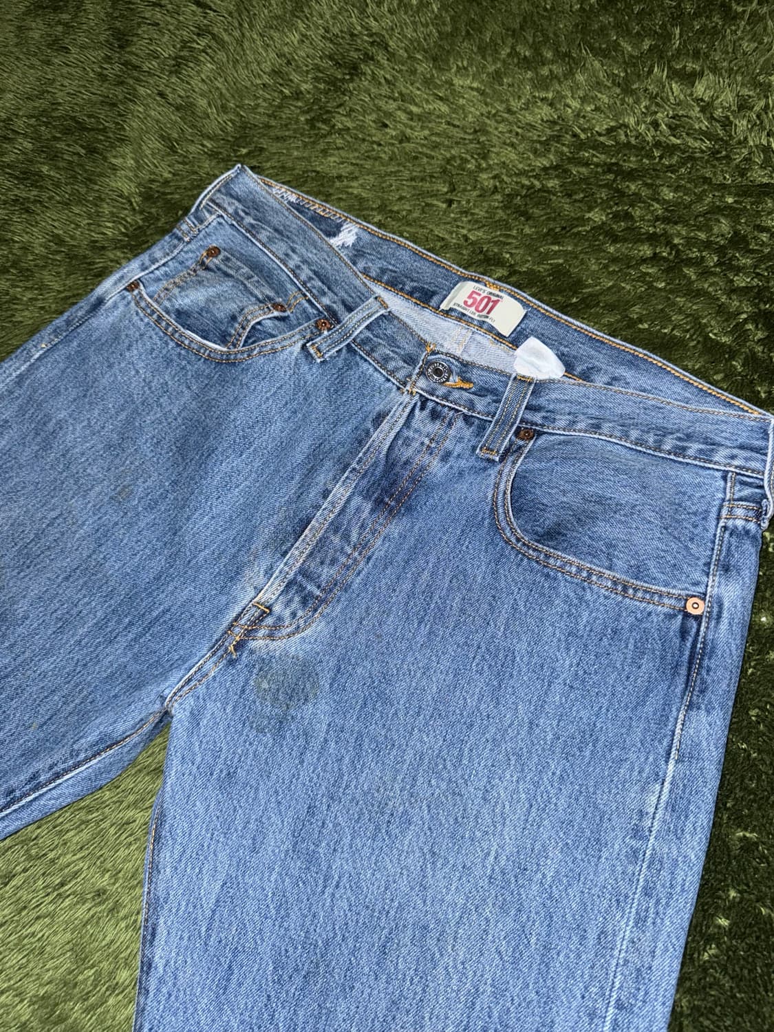 [W33/L34] 리바이스 501 USA 블랭크탭 리페어 데님 팬츠 상품이미지2