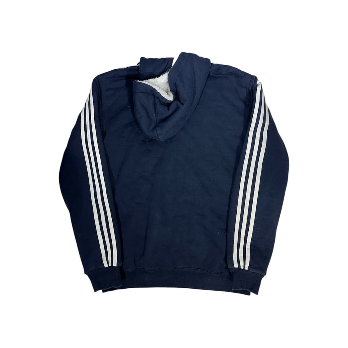 아디다스 네이비 화이트 삼선 내피 후리스 기모 후드집업 자켓 85 상품이미지6
