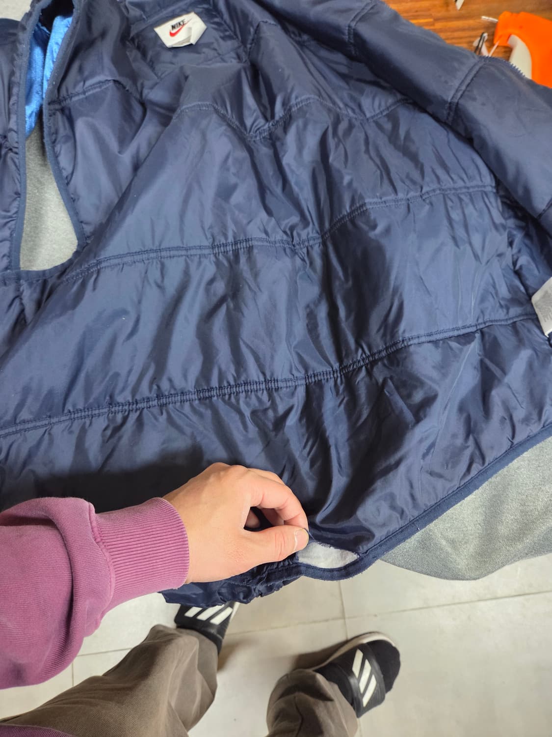 나이키 올드스쿨 빈티지 퀄팅조끼 분리형 후드 자켓 xl 상품이미지10