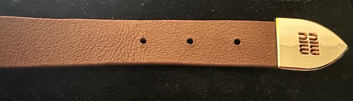 미우미우 브라운 가죽 벨트 금장 버클 팔찌 상품이미지5