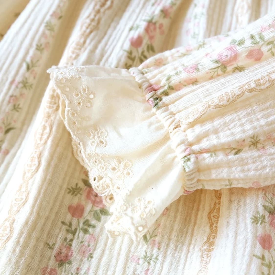 누아젤 플라워 프릴 코튼 파자마 세트 상품이미지5