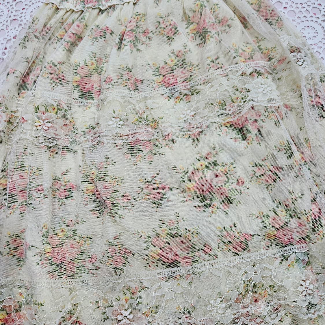 로즈 레이스 튤 레이어 롱원피스 상품이미지5