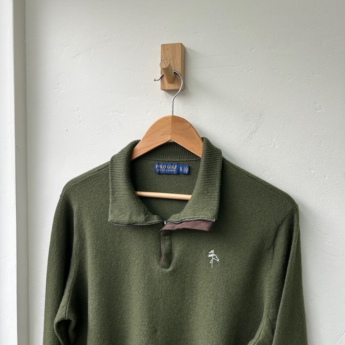 16332 - 폴로 랄프로렌 골프 카키 반집업 울 니트 (울 100%) 상품이미지1