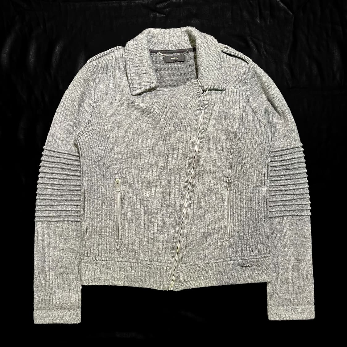 디젤 그레이 니트 바이커 자켓 상품이미지1