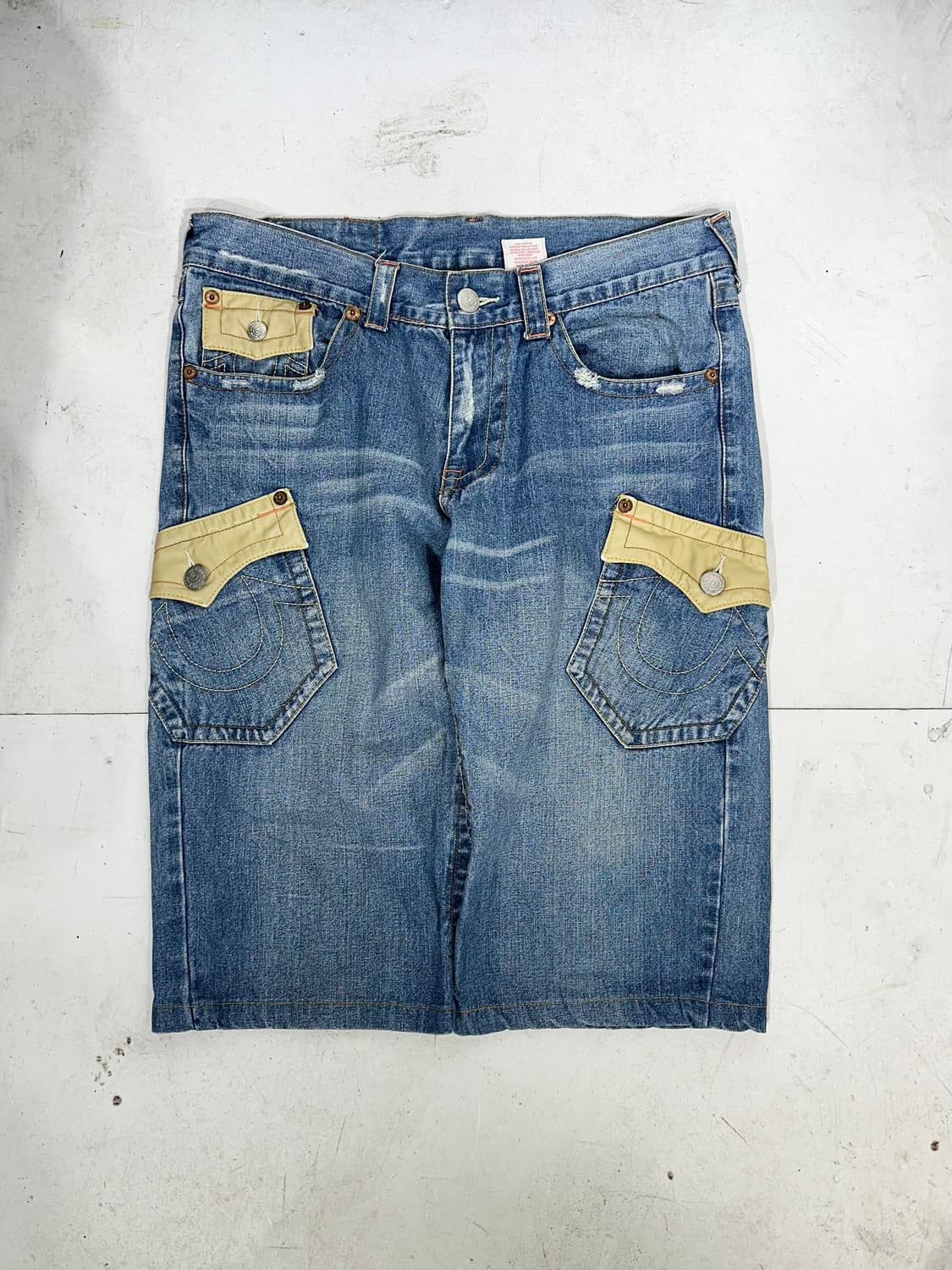 트루 릴리전 중청 대대장 포켓 포인트 버뮤다 데님 카고 반바지 34 상품이미지4