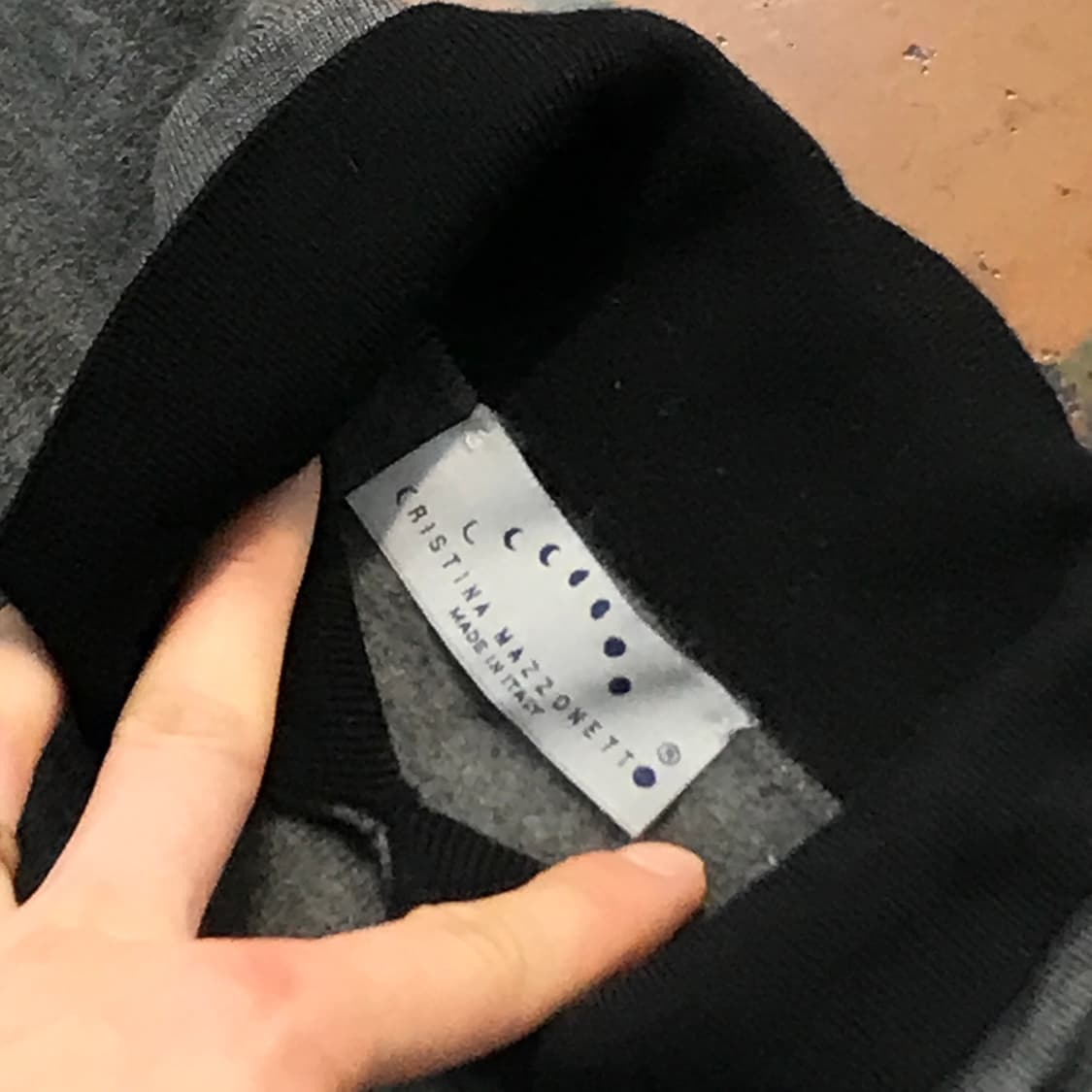 Italy 크리스티나 마조넷 더블 카라 그레이 메리노 울 니트 여성 44 상품이미지4