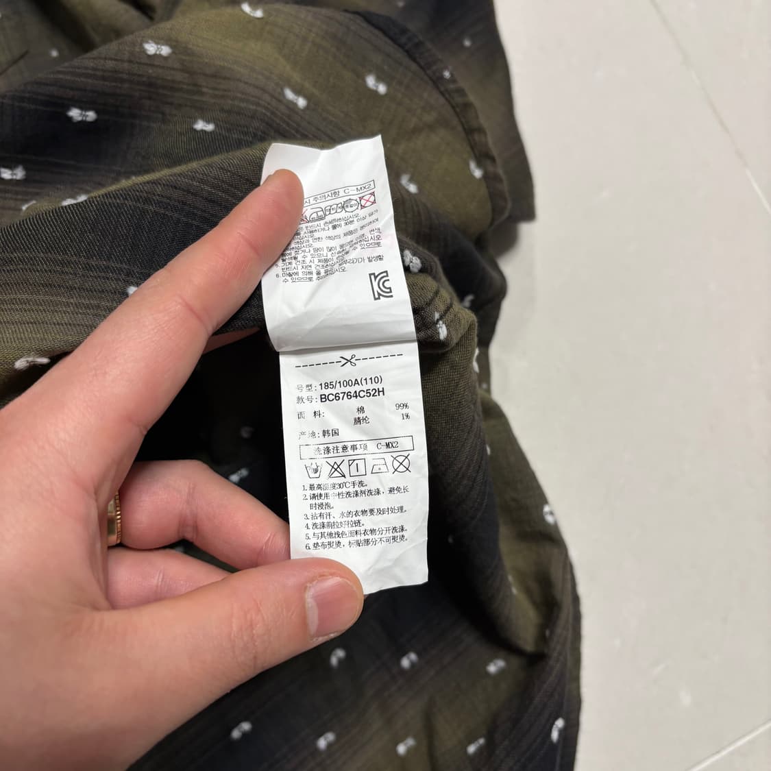 정품 빈폴 카키 플란넬 체크 도트 패턴 셔츠 상품이미지8