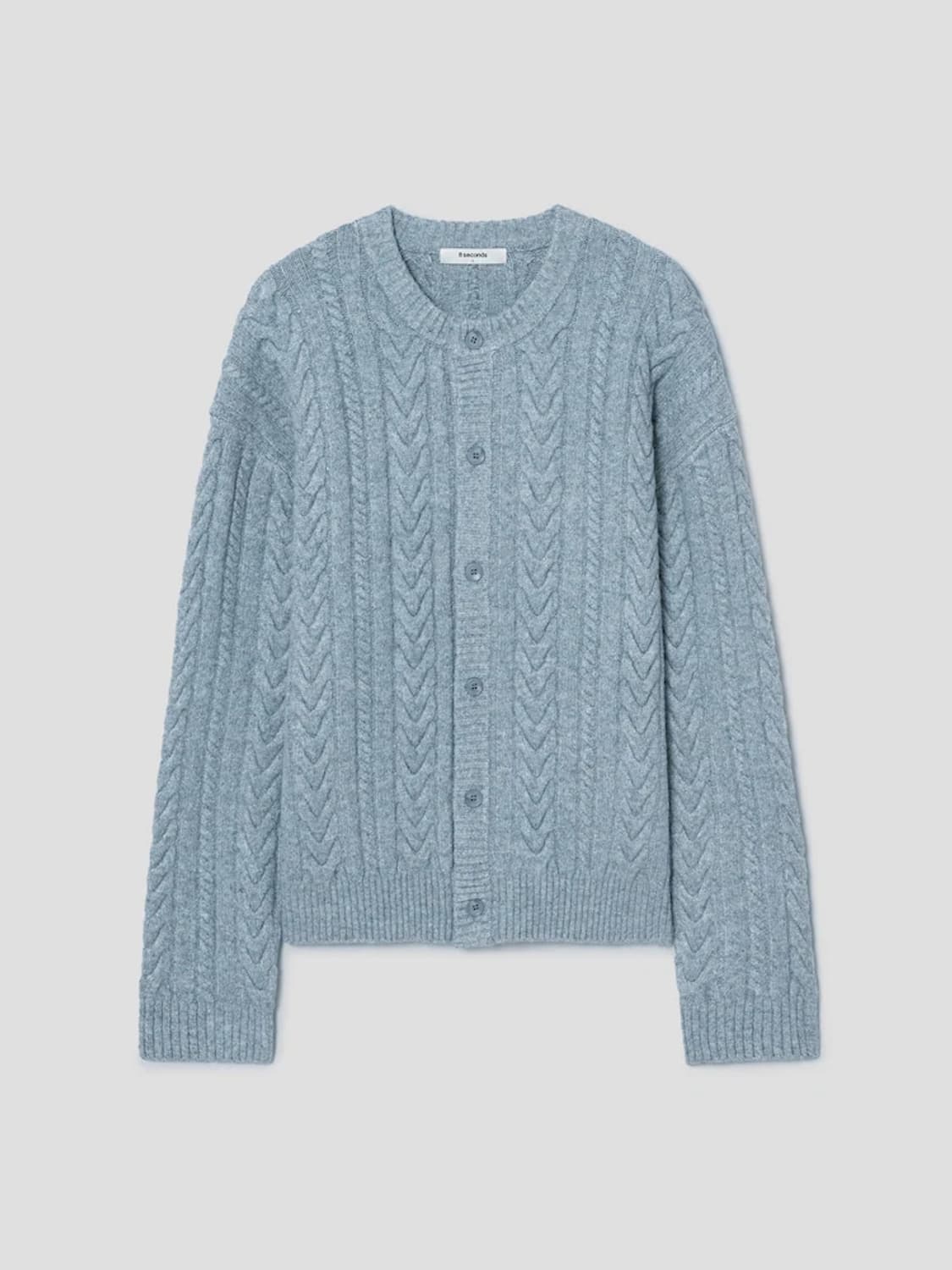 케이블 버튼 라운드 카디건 - 스카이블루 상품이미지1