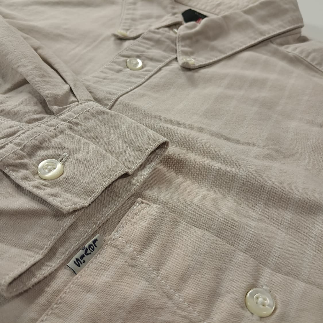 CK196 XL 리바이스 90s 화이트탭 베이지 스트라이프 셔츠 남방 상품이미지4