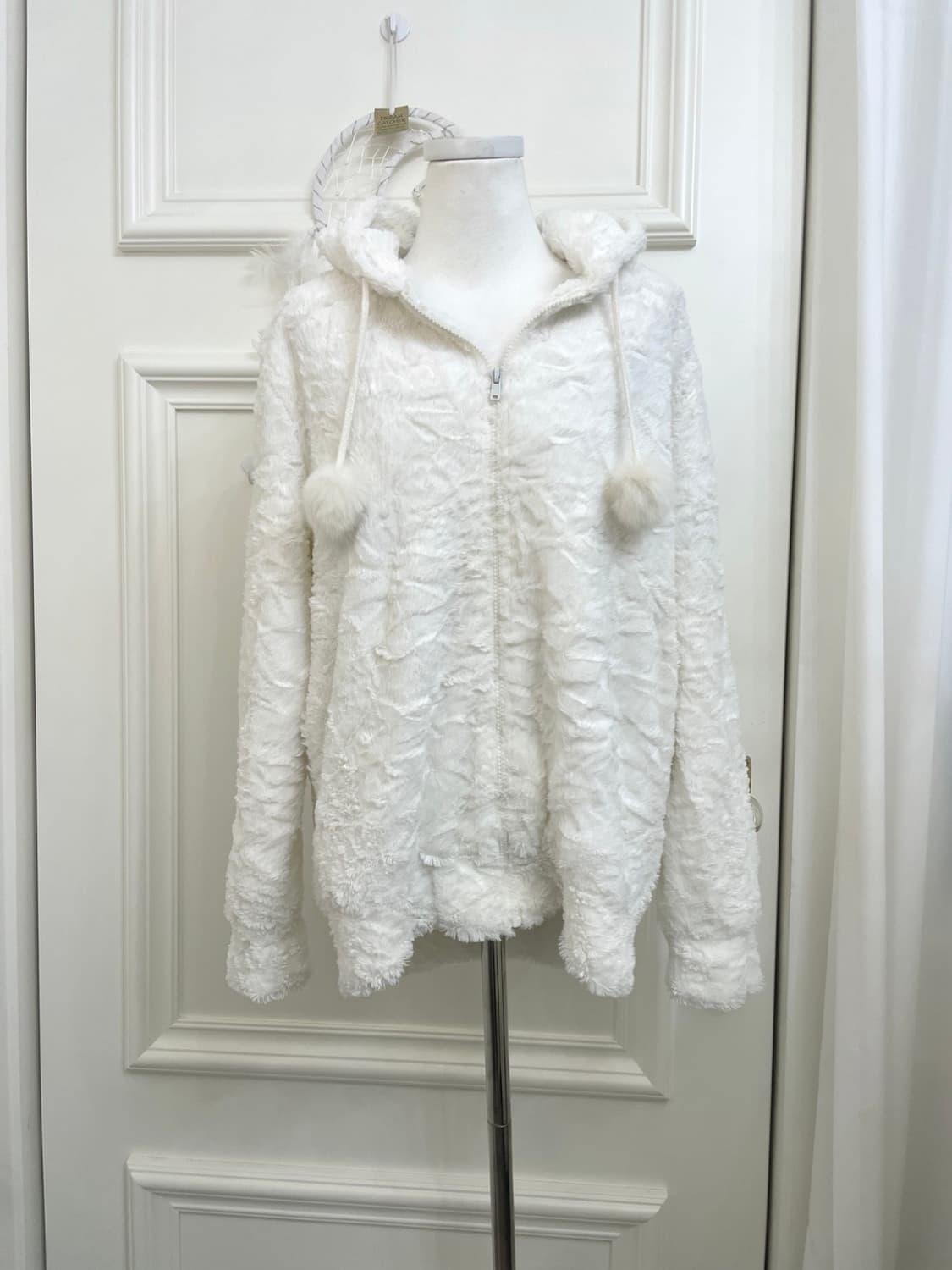 snow white lovely fur hoodie-zip(size-L) 상품이미지1
