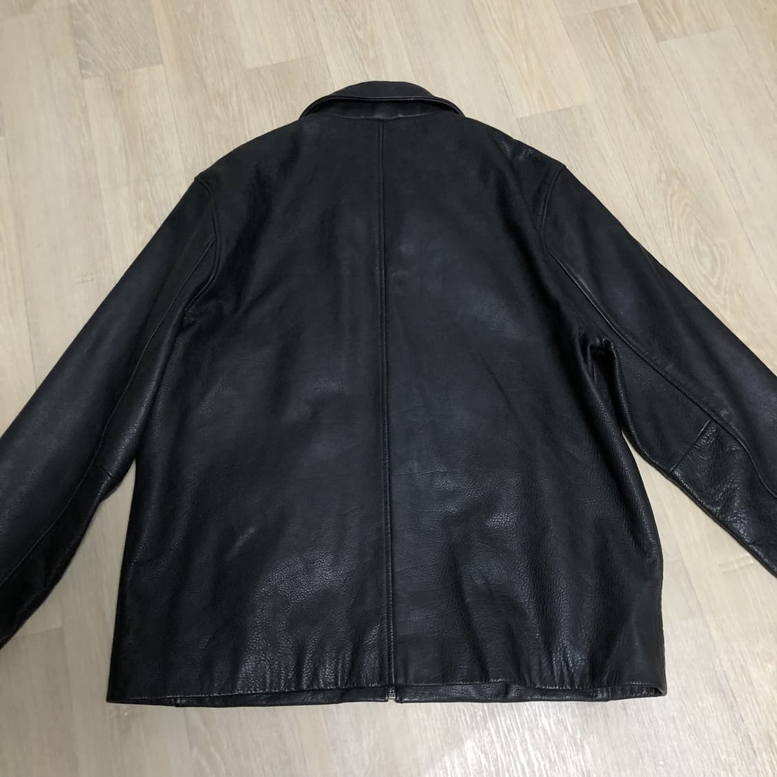 (XL) 00's 지오다노 GIORDANO 소가죽 집업 레더 자켓 블랙 상품이미지10