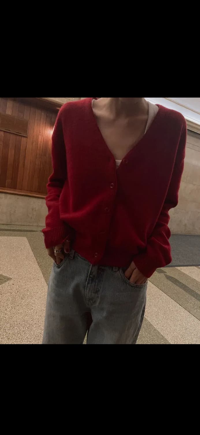 메이비베이비 [dearest] Magnolia 가디건-홀리데이레드 상품이미지2