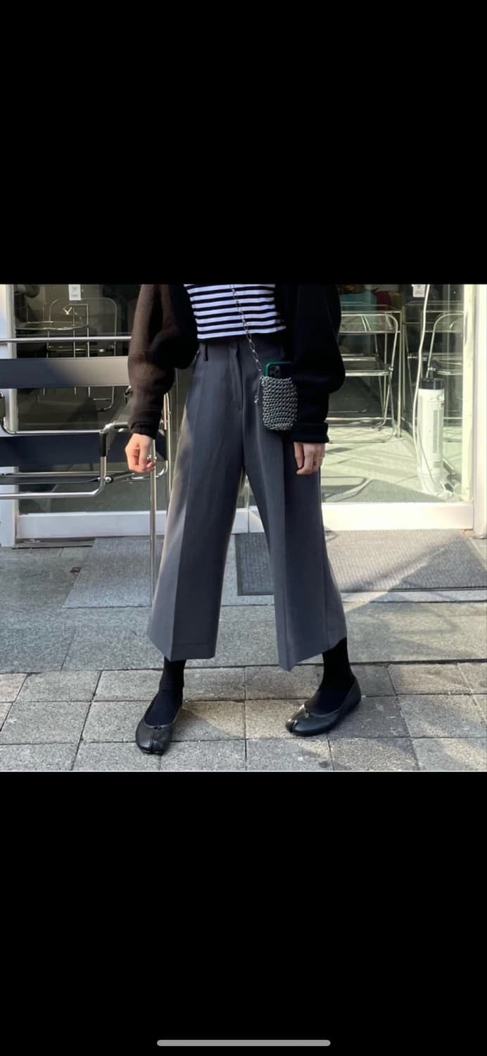 여성 와이드 7부 슬랙스 팬츠 블랙 M 상품이미지1