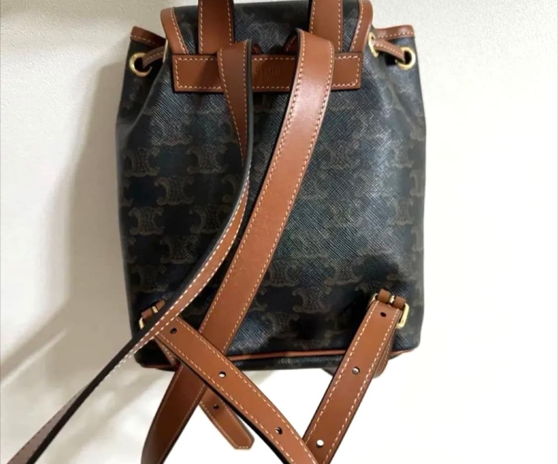 셀린느 트리옹프 캔버스 & 카프스킨 미니 백팩 폴코 탄 상품이미지3