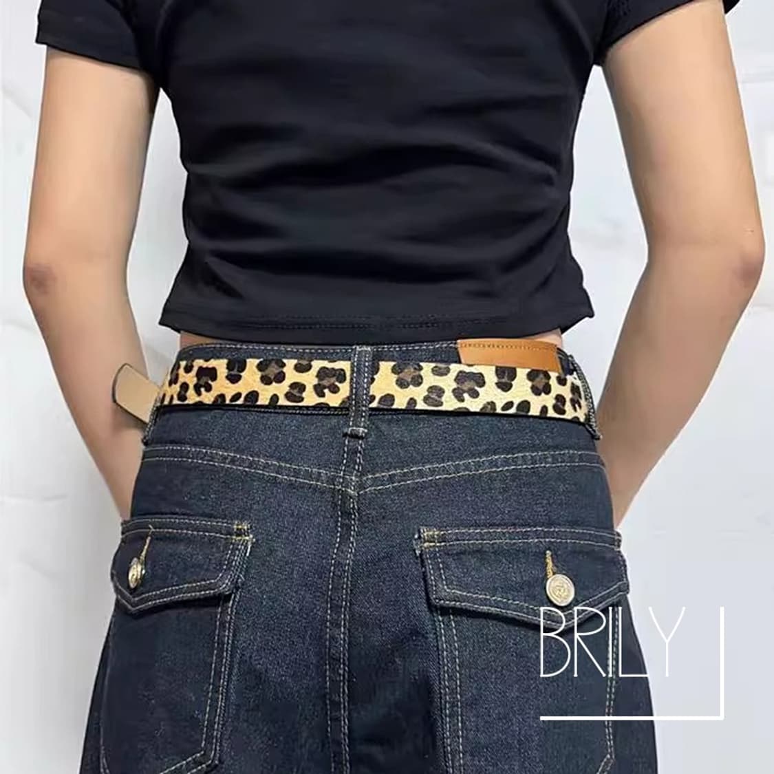 [Unisex] JUN 레오파드 호피 송치털 미니멀 벨트 베이지 상품이미지2