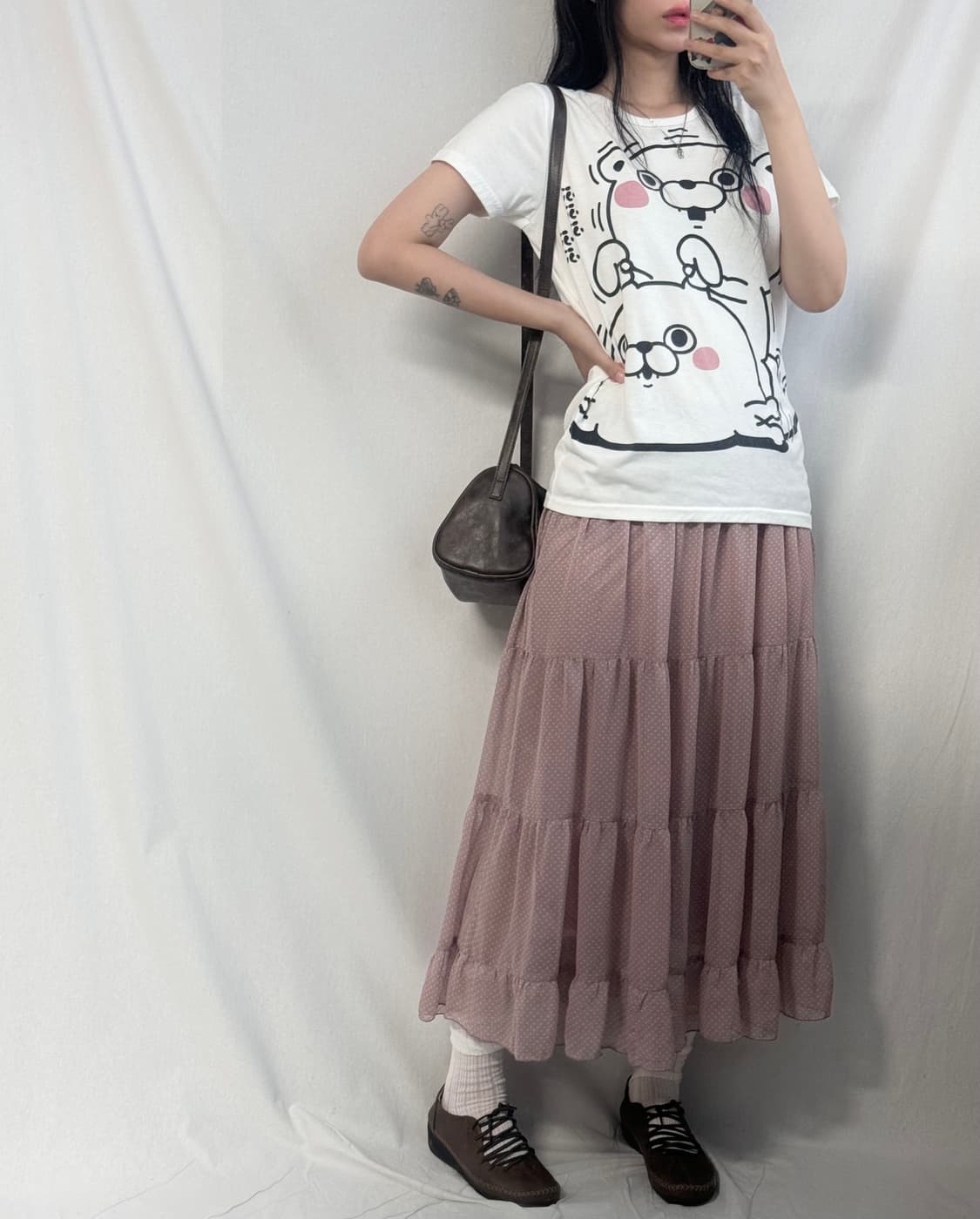 요시 스탬프 티 도트 롱 스커트 2pcs SET 상품이미지3