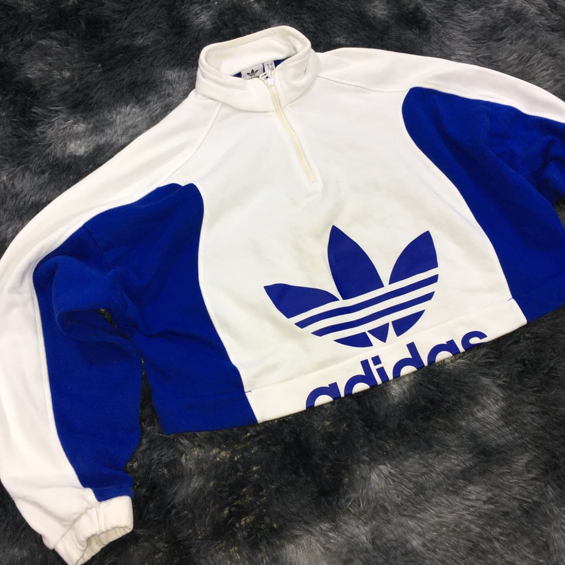 투티/0183 아디다스 정품 크롭 반집업 맨투맨 빅로고 상품이미지2