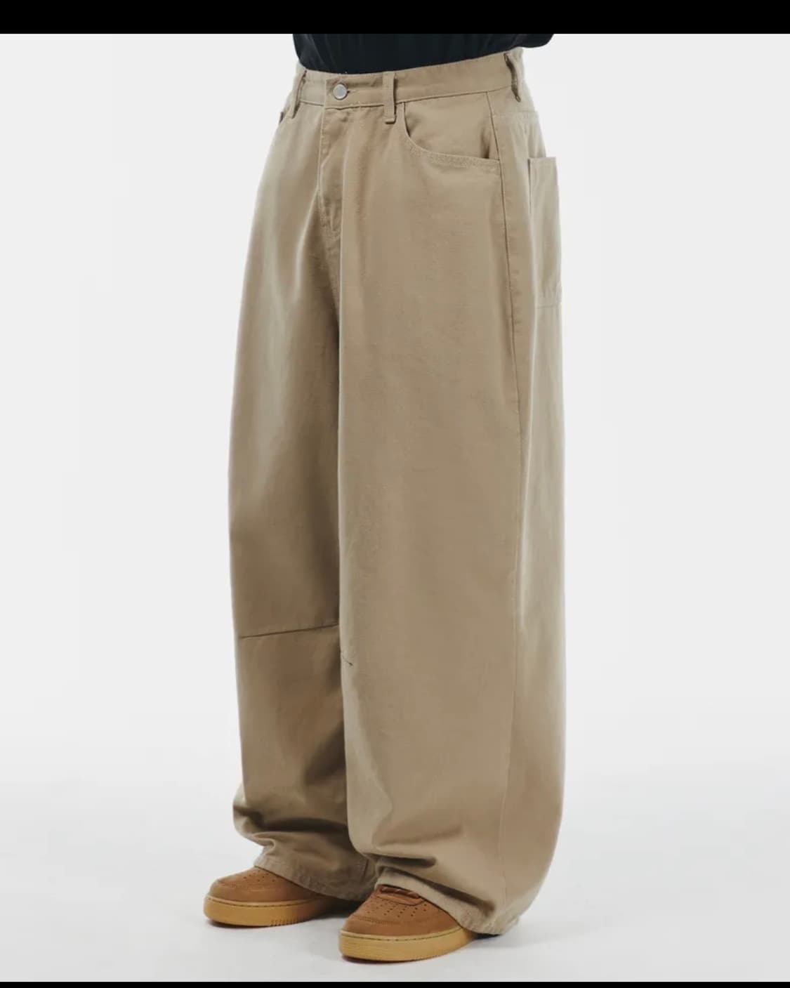 시그니처 와이드 커브드 다트 코튼 팬츠 베이지 상품이미지2