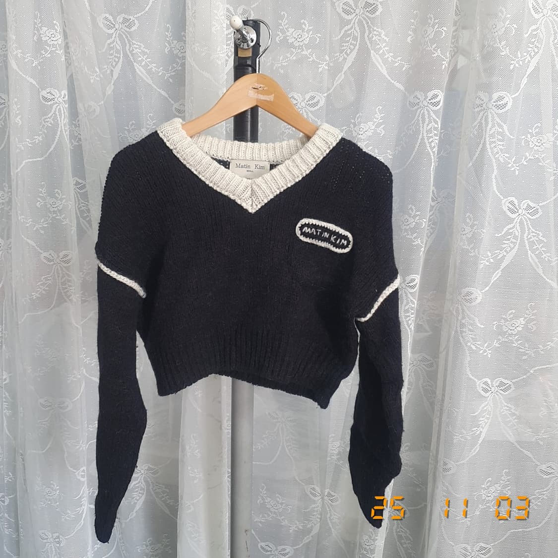 마뗑킴 크롭 울 알파카 니트 free (블랙) 상품이미지1