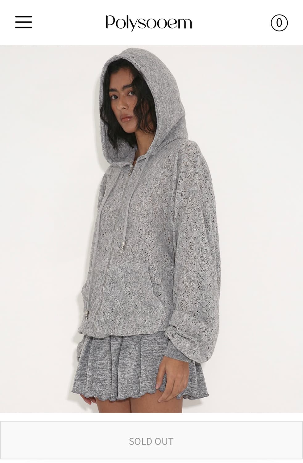 폴리수엠 후드집업 LACE BOHEMIAN HOODIE, GREY 상품이미지2