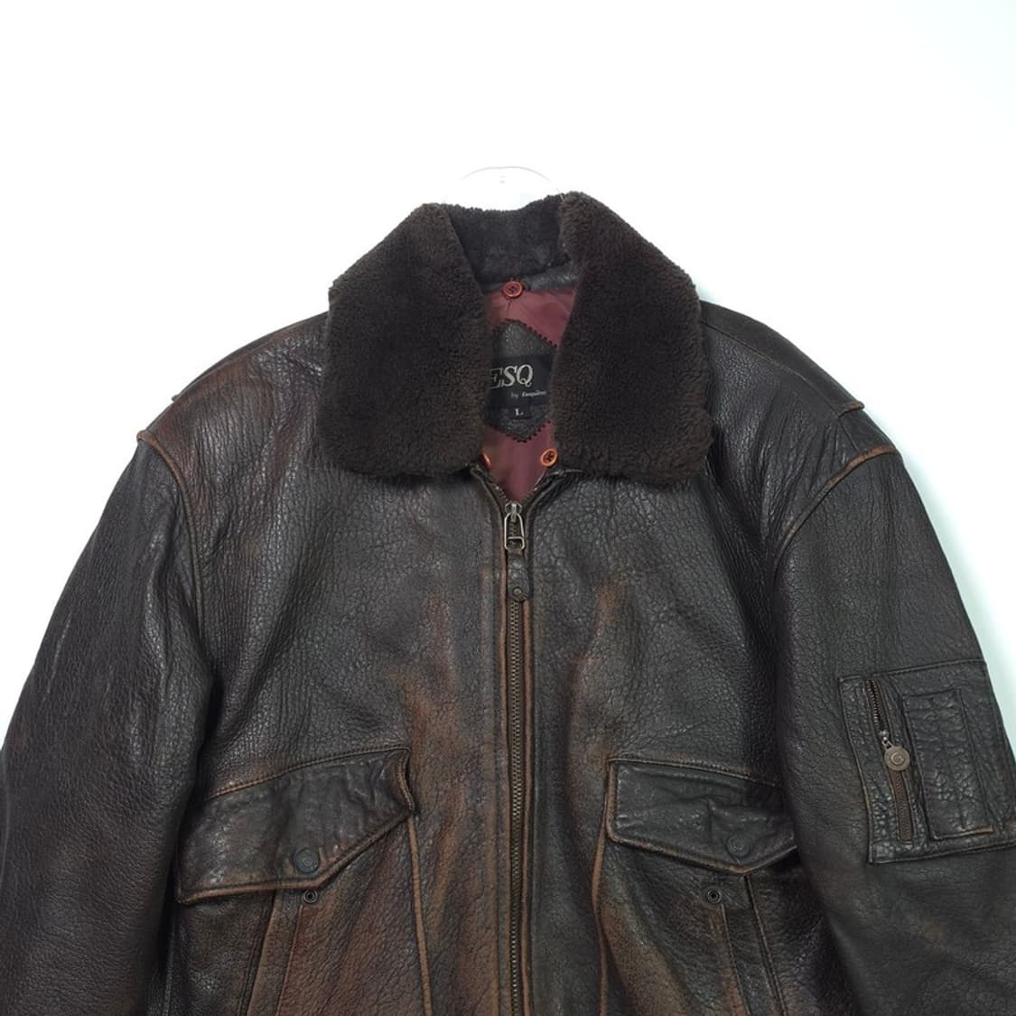 ESQ 에스콰이어 빈티지 레더 항공점퍼 L 상품이미지3