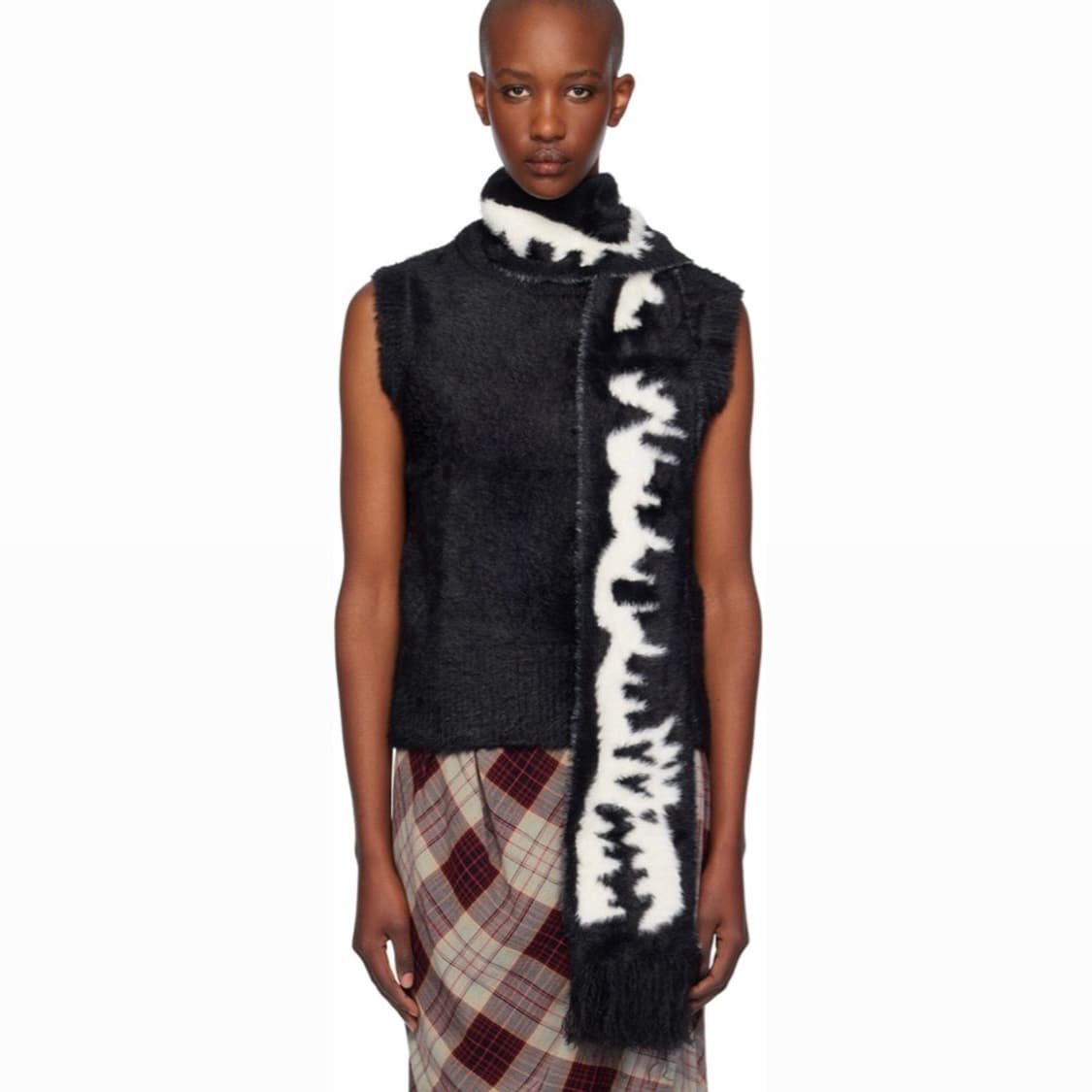 [M]찰스 제프리 러버보이 FLUFFY 머플러 베스트/블랙 상품이미지1