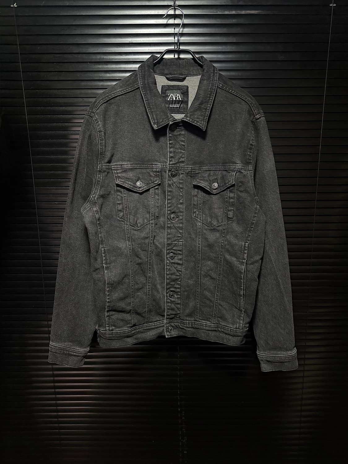 자라 흑청 블랙 워싱 데님 트러커 워크 자켓 XL 105 락시크 고스펑크 상품이미지1