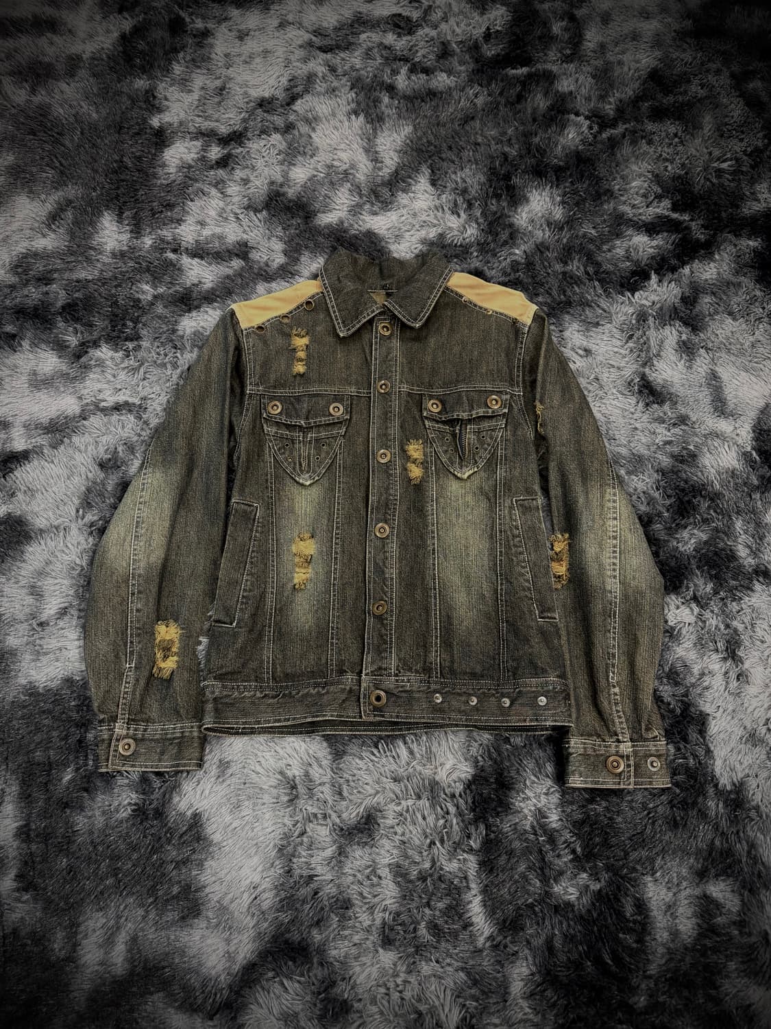 중청 그런지 디스트로이드 데님 자켓 상품이미지1