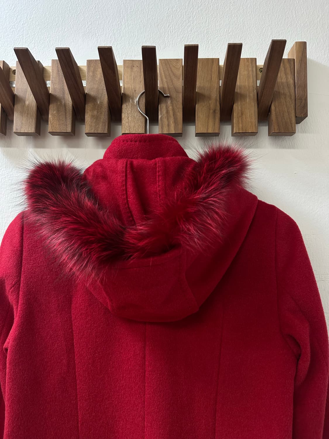 일본빈티지 레드 폭스퍼 앙고라 울 혼방 더플 떡볶이 코트 상품이미지3