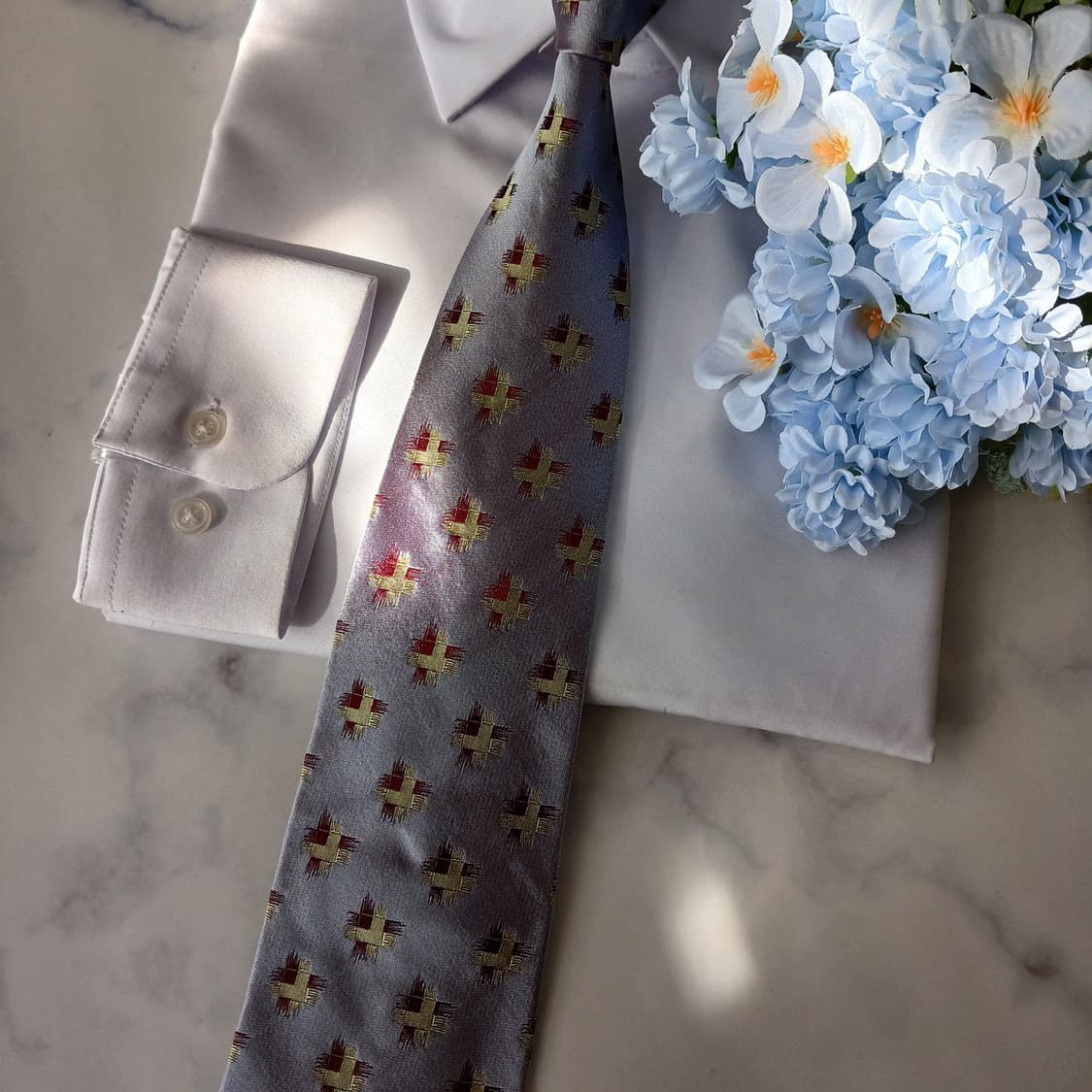 비비안웨스트우드 실크 실버톤 패턴 넥타이 8.9cm A+등급 A19479 상품이미지6