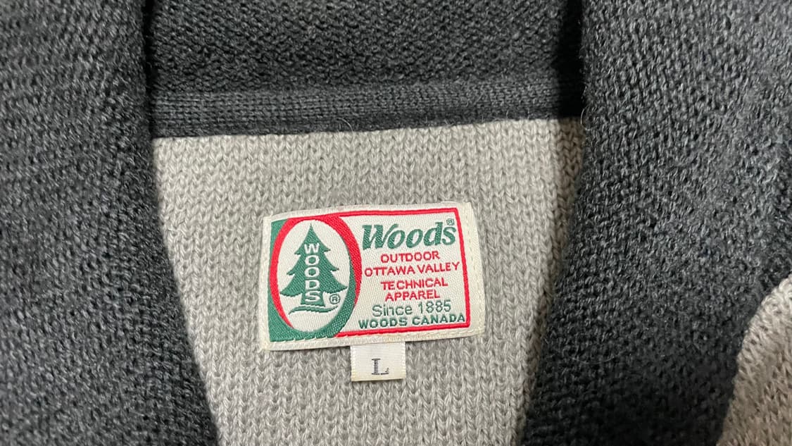 90s~00s WOODS 우즈 캐나다 빈티지 블랙그레이 노르딕 니트 집업 상품이미지6