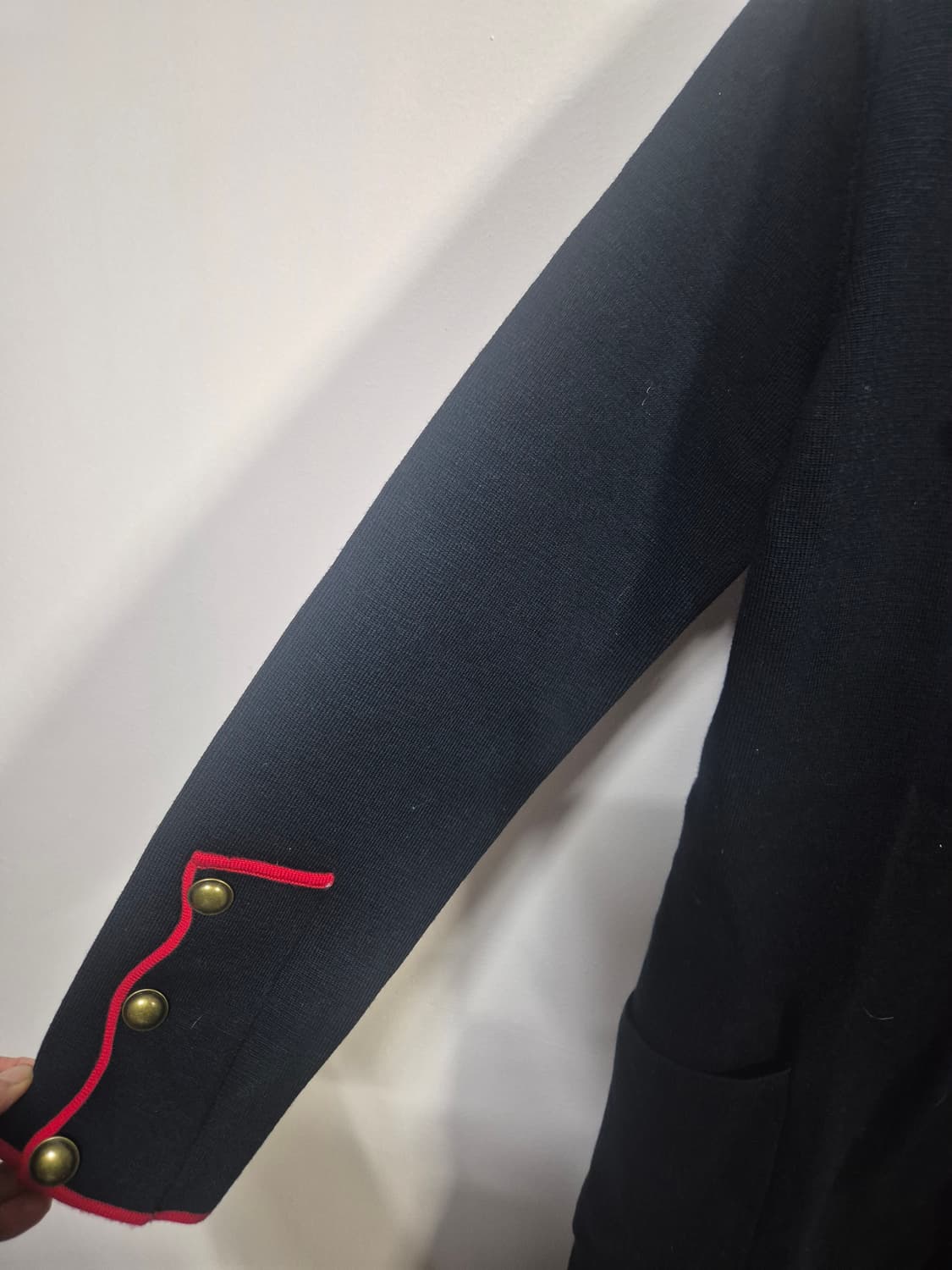 자라 네이비 레드 배색 롱 코트 상품이미지4